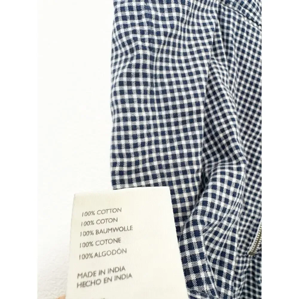 Free People Billie Plaid Playsuit Blue White Oversized Preppy Classic Romper